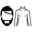bearded face icon next to torso icon